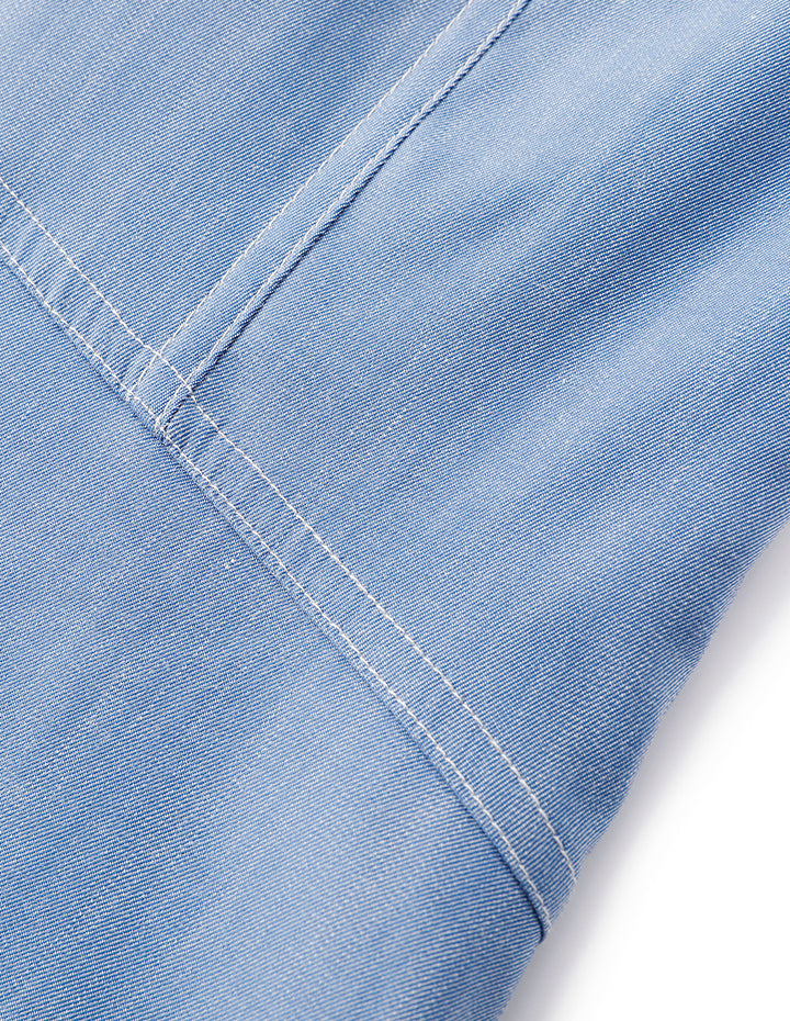 MARYLING Denim Blue Peak Collar Contrast Stitching Vest