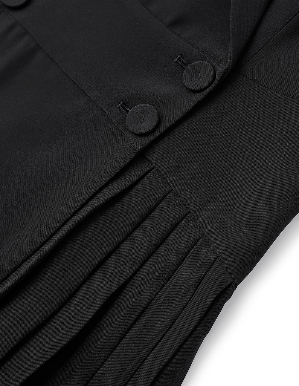 MARYLING Black Sleeveless Blazer Collar Pleated Dress