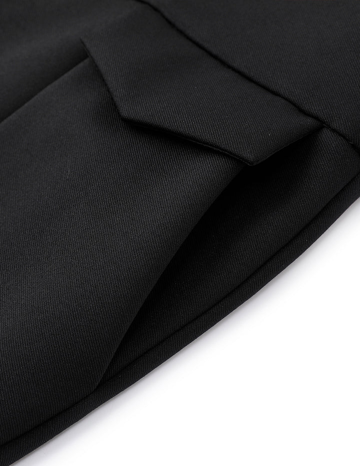 MARYLING Black Wide-Waisted Decorative Slim Fit Stretch Pants