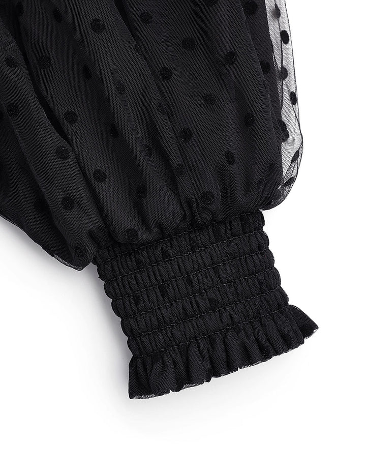 MARYLING One-word neck pleated puff sleeve knitted top