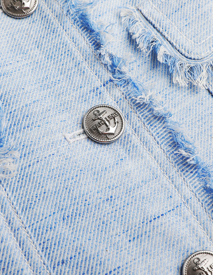 MARYLING Metal Buckle Detail Fringe Dress