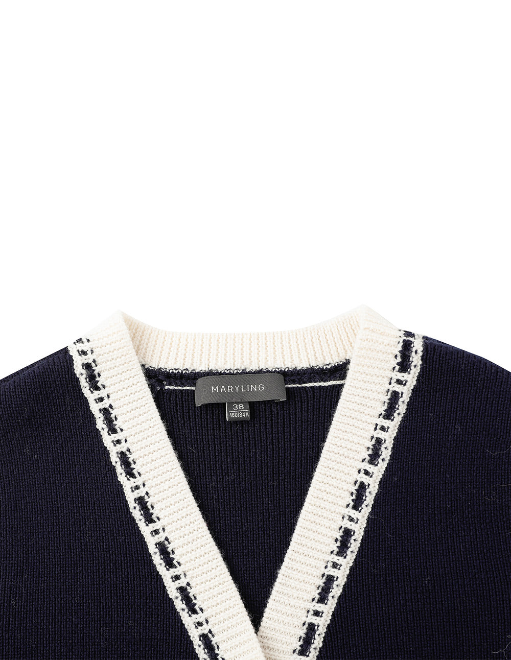 MARYLING Blue And White Contrasting Knitted Cardigans