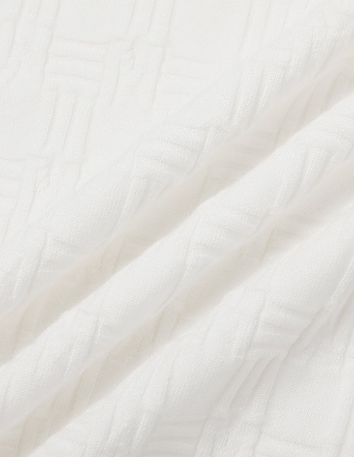 MARYLING Beige Round Neck Short-Sleeved Knitted Top