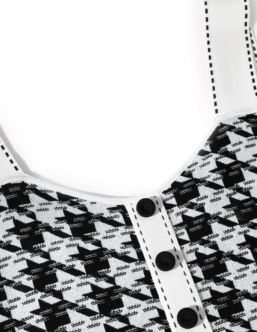 MARYLING Houndstooth Jacquard Knitted Apron Dress