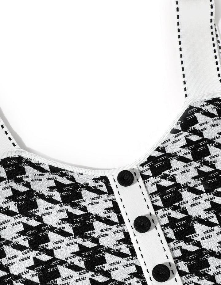 MARYLING Houndstooth Jacquard Knitted Apron Dress