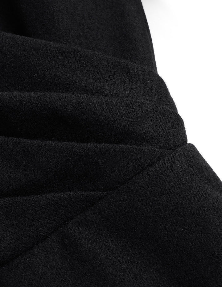 MARYLING Classic and elegant black slit wool wrap hip dress