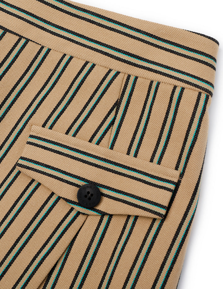 MARYLING Desert Vertical And Horizontal Small A Double-Layer Detail Striped Miniskirt