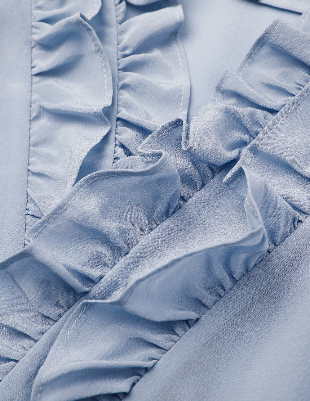 MARYLING Foggy blue silk crepe de chine V-neck shirt