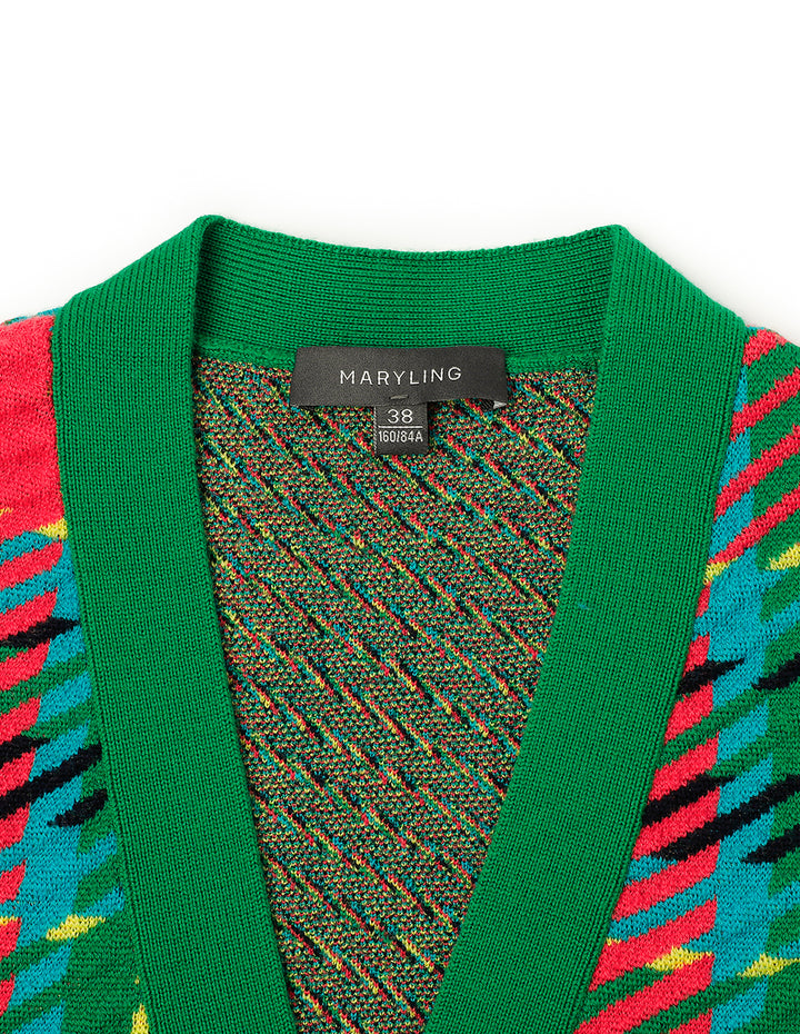 MARYLING Colourful Plaid V-Neck Knitted Cardigan