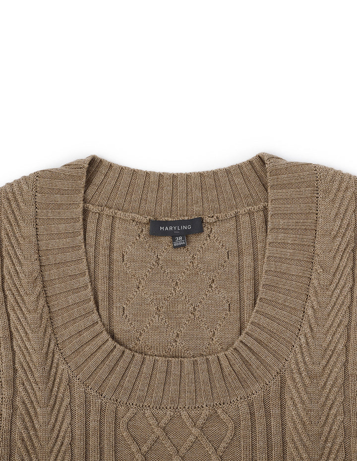 MARYLING Beige Sleeveless Knit Dress