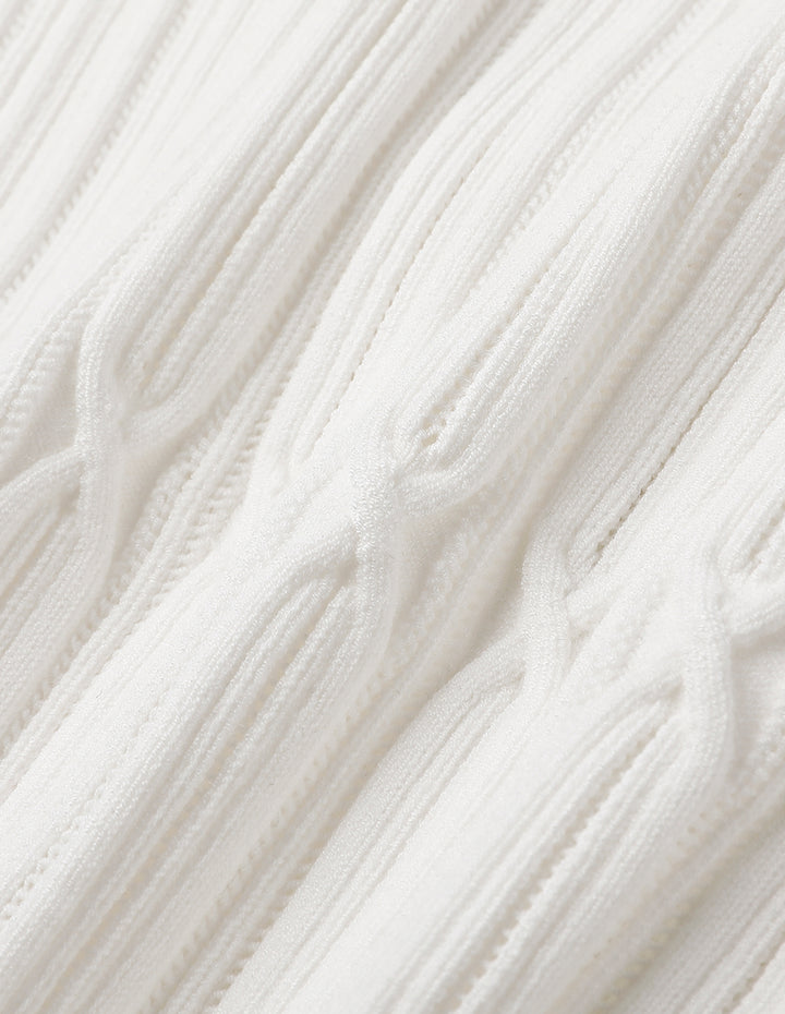 MARYLING White Tee Collar Colour block Knit Sweater