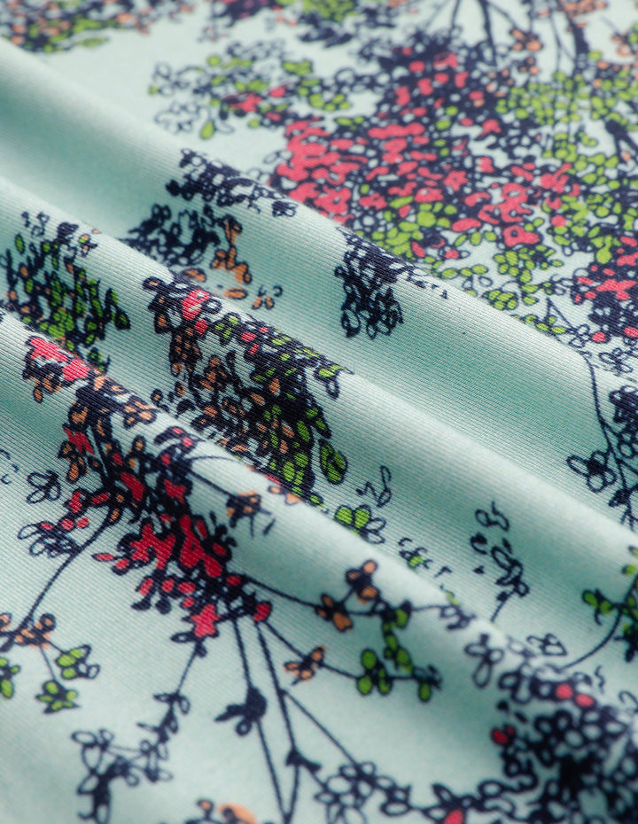 MARYLING Light Green Summer Jungle Small Floral Print Dress