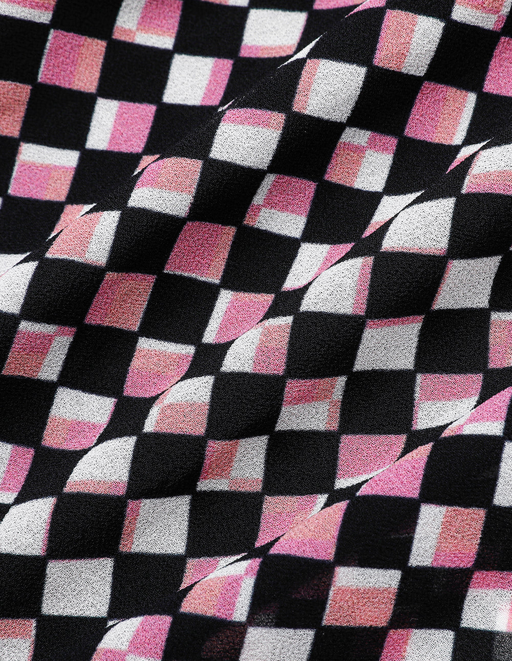 MARYLING Red Berry Checkered V-Neck Shuttle With Printed Top