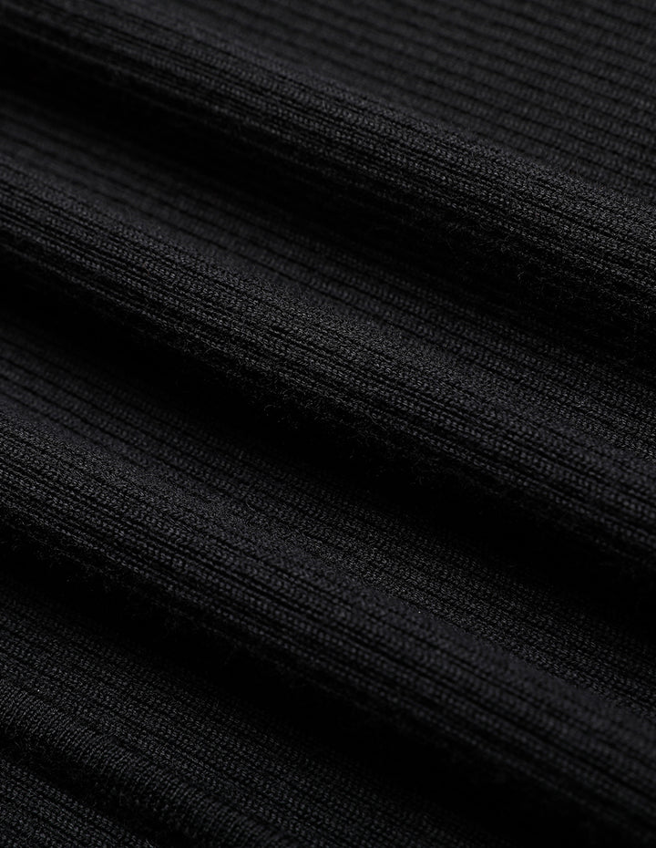 MARYLING Black And White Contrasting Knit Woven Dress