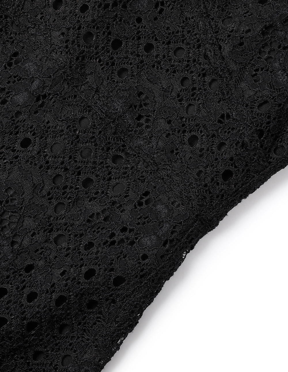 MARYLING Black Puff Sleeve Fishtail Lace Dress