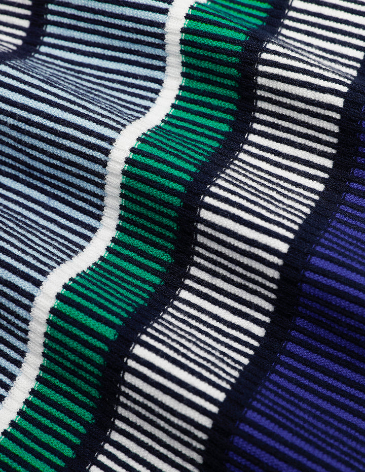 MARYLING Blue Green Striped Knitted Cardigan