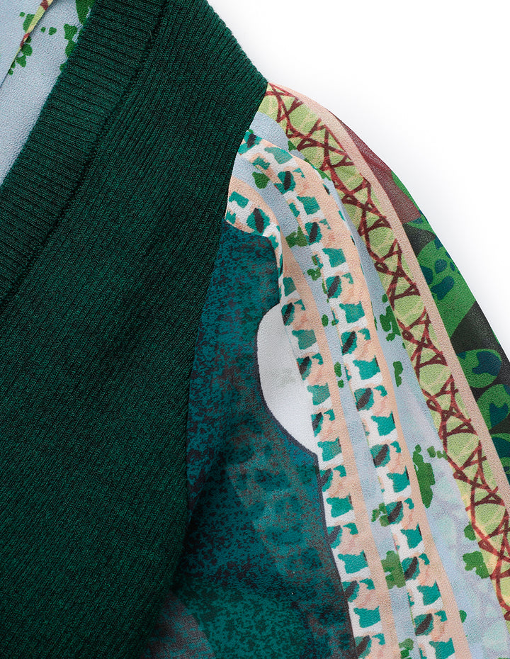 MARYLING Forest Print Stitch Knitted Top