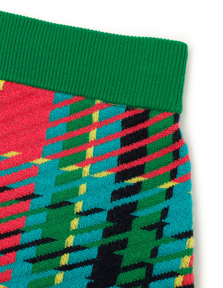 MARYLING Colourful  Plaid Knitted Skirt