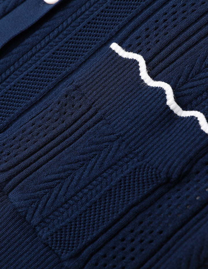 MARYLING Midnight Blue V-Neck Knit Cardigan