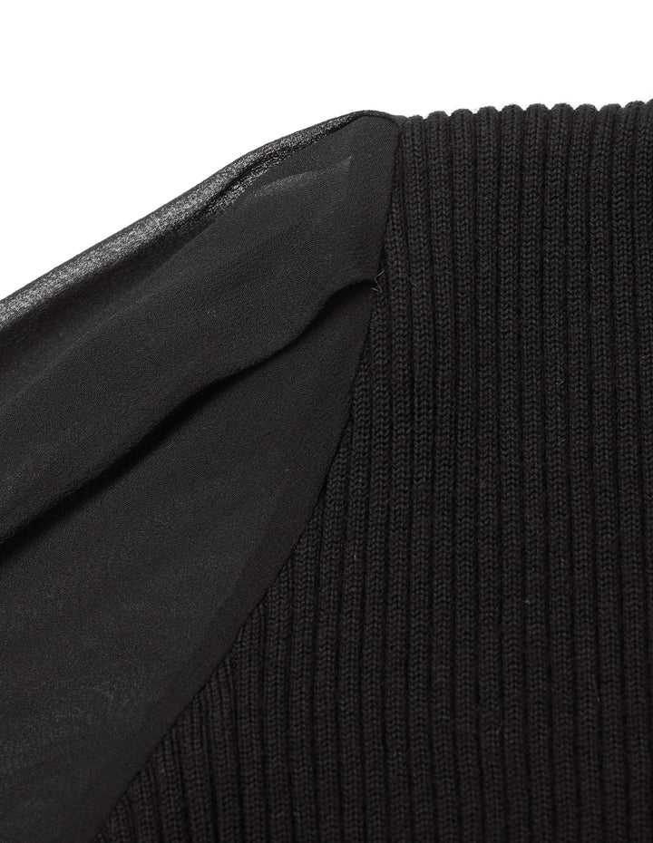 MARYLING Black Bow Neck Knitted Top