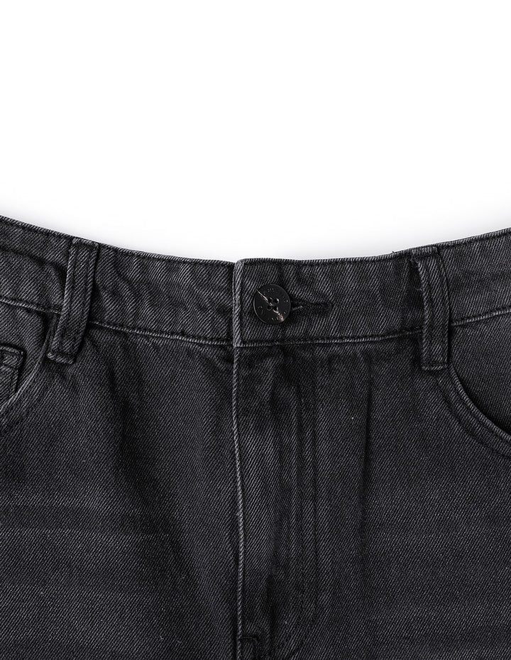 Maryling Black Tapered Feet Cropped Jeans