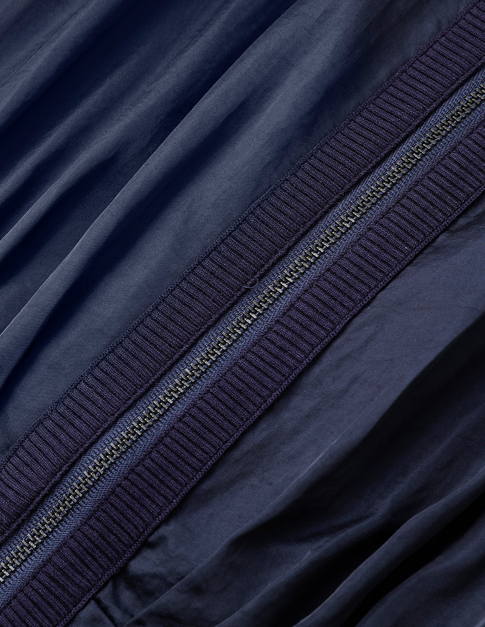 MARYLING Dark Blue Metallic Zipper Off-Shoulder Puff Sleeve Dress