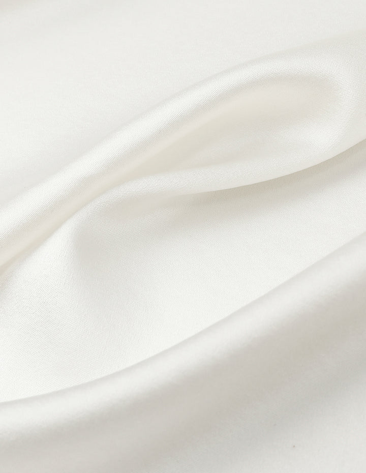 MARYLING Off-White Scissor Collar Slim Silk Shirt