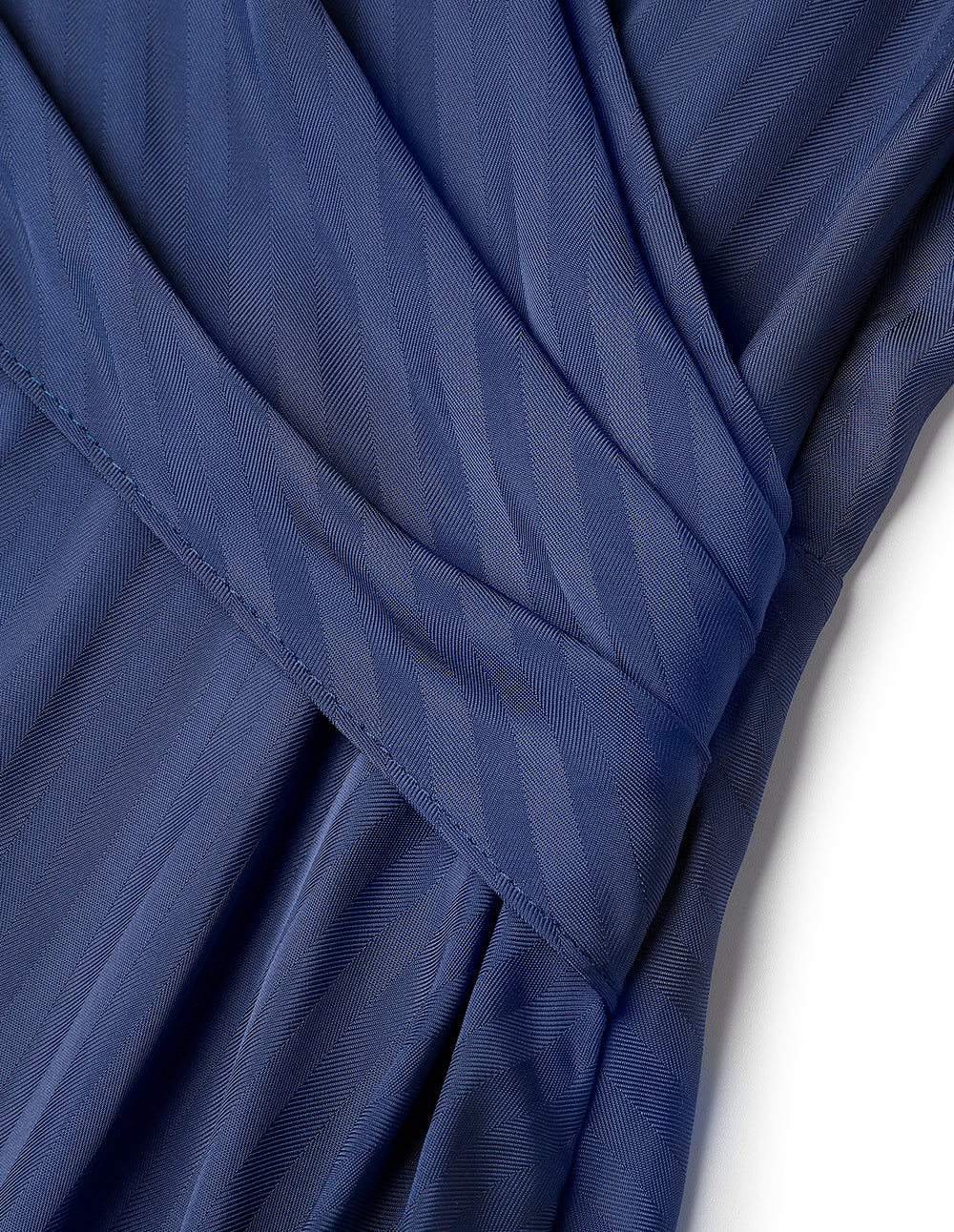 MARYLING Midnight Blue V-Neck Umbrella Hem Striped Dress