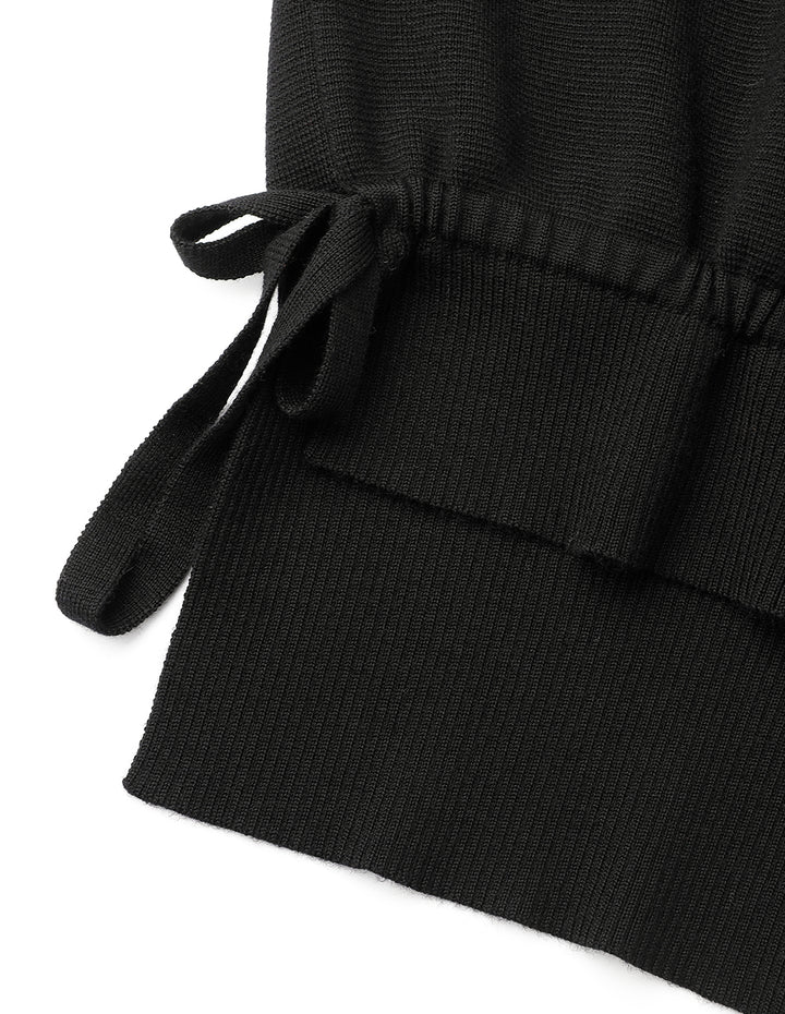 MARYLING Black And White Contrast T-Shirt Collar Knitted Pullover