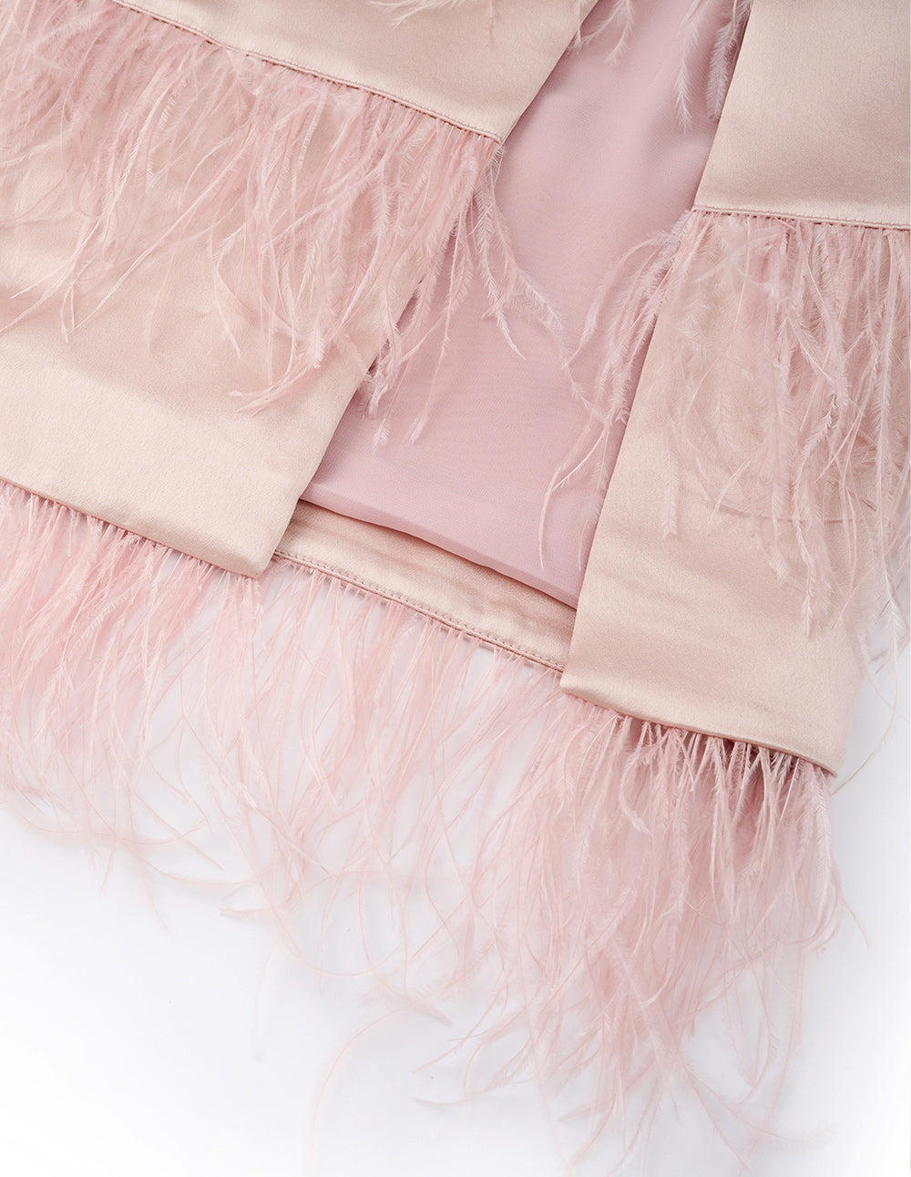 MARYLING Haze powder elegant and noble ostrich hair suspender dress