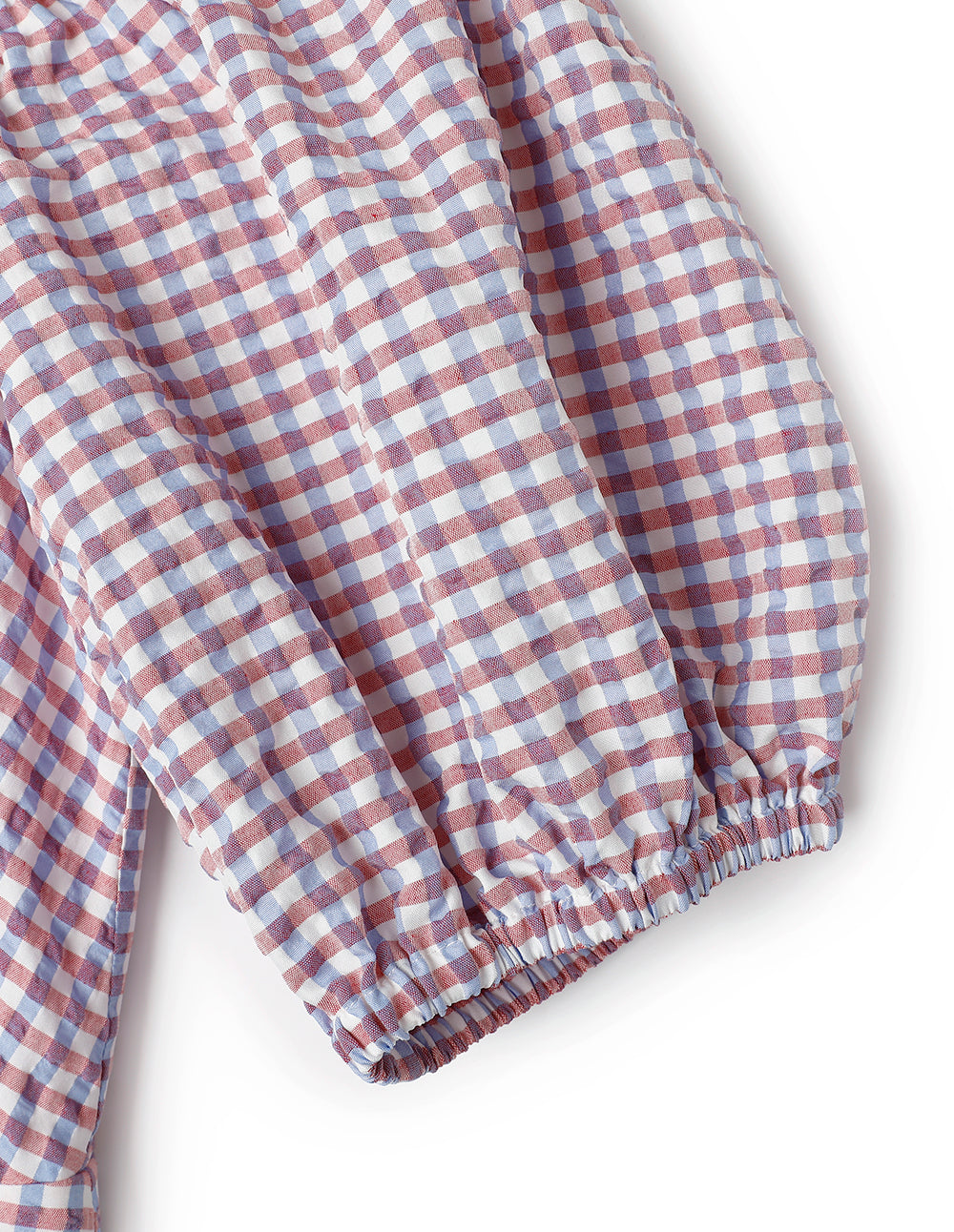 MARYLING Light Purple Checkered V-Neck Puff Sleeves Bowknot Decorated Dress