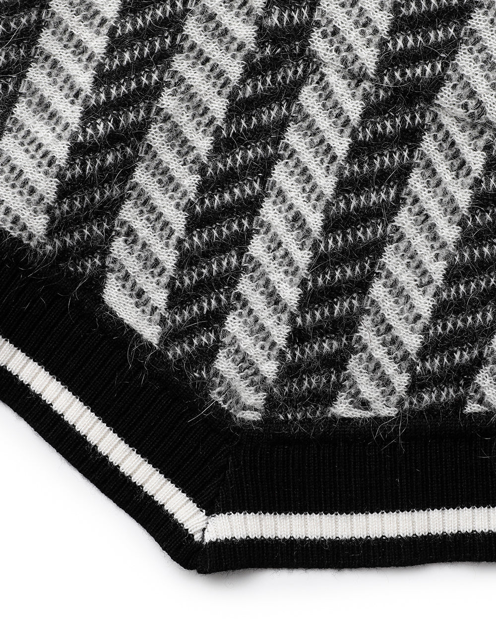 MARYLING Black Gray Small Lapel Knit Cardigan