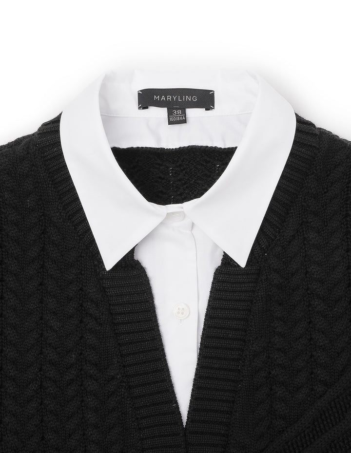 MARYLING  Classic All-Match Black And White Knitted Pullover