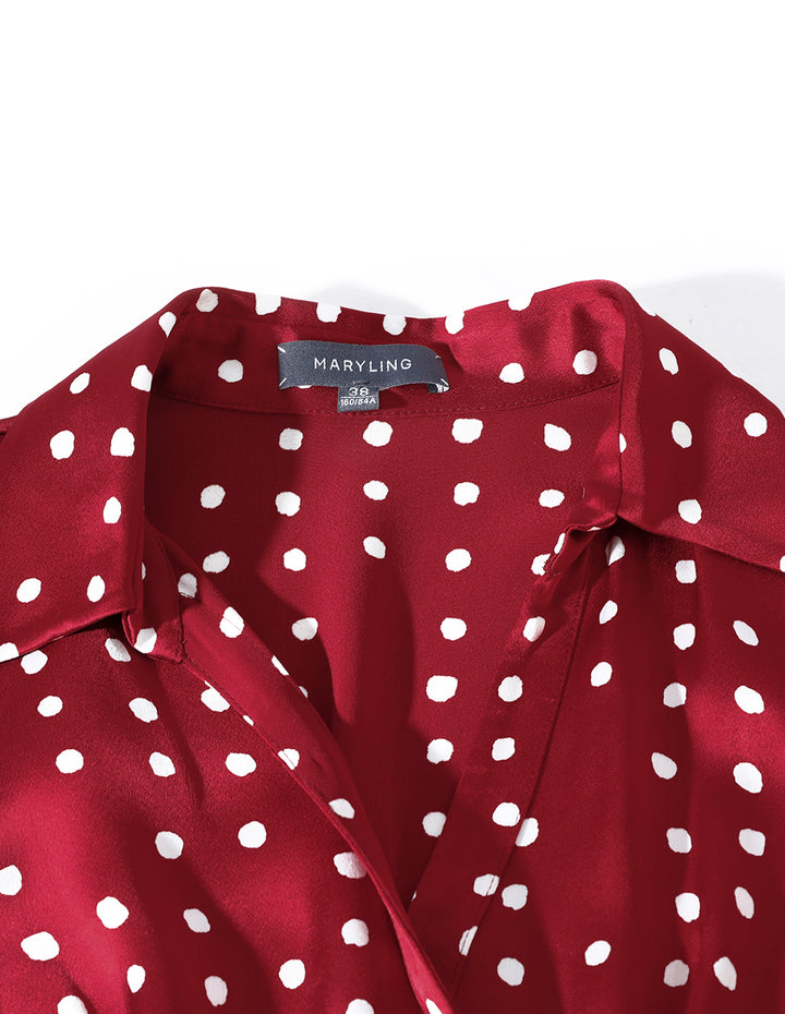 MARYLING V-Neck Polka Dots Print Shirt Dress
