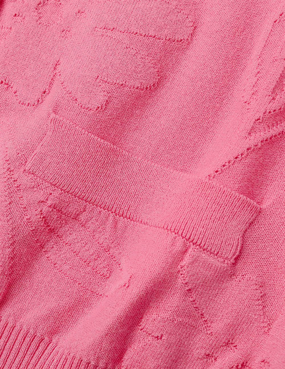 MARYLING Honey Pink Round Neck Flowers Knitted Cardigan