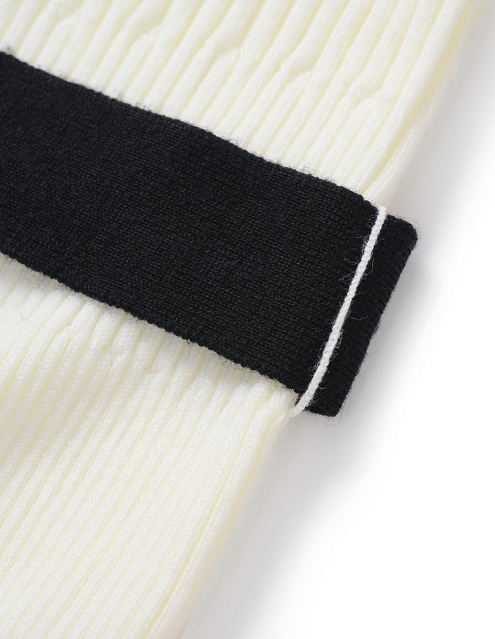 MARYLING Off shoulder black white knit dress