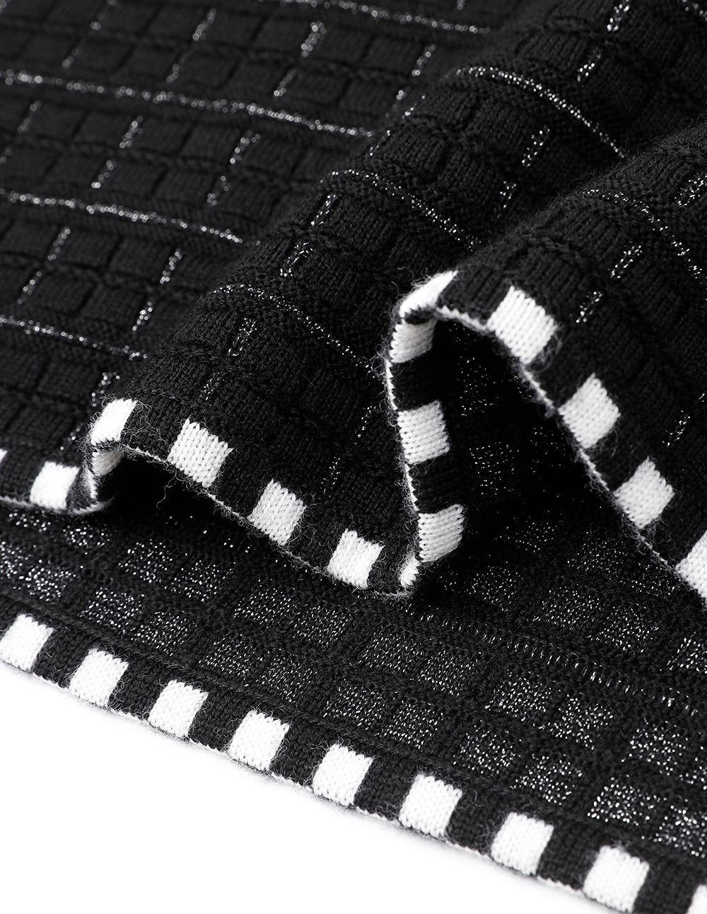 MARYLING Black And White Gingham Knit Skirt