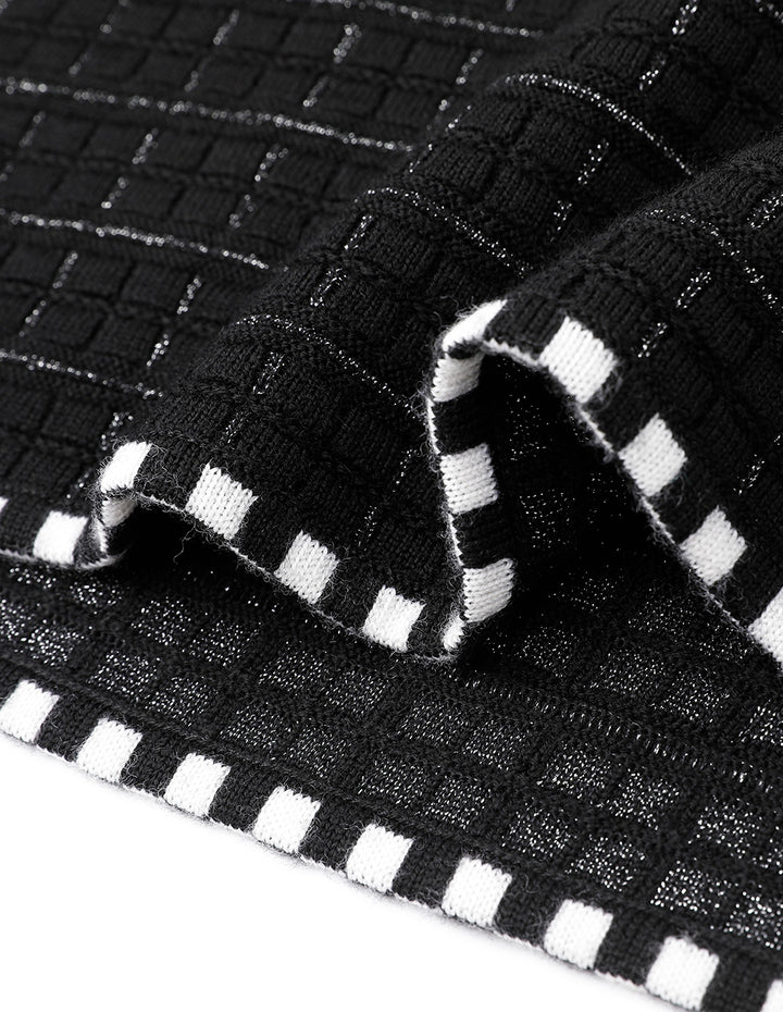 MARYLING Black And White Gingham Knit Skirt