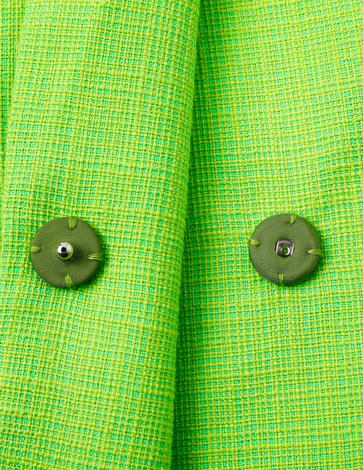 MARYLING Grass Green Lapel Colour Contrast Button Blazer
