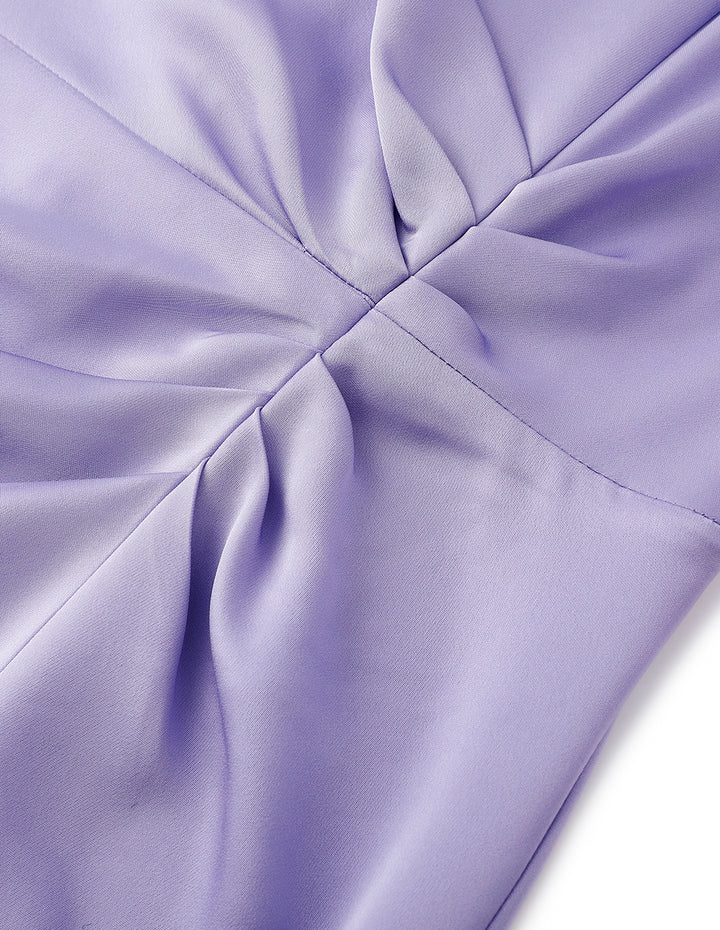 MARYLING Taro Purple Pleated Straight Slip Dress