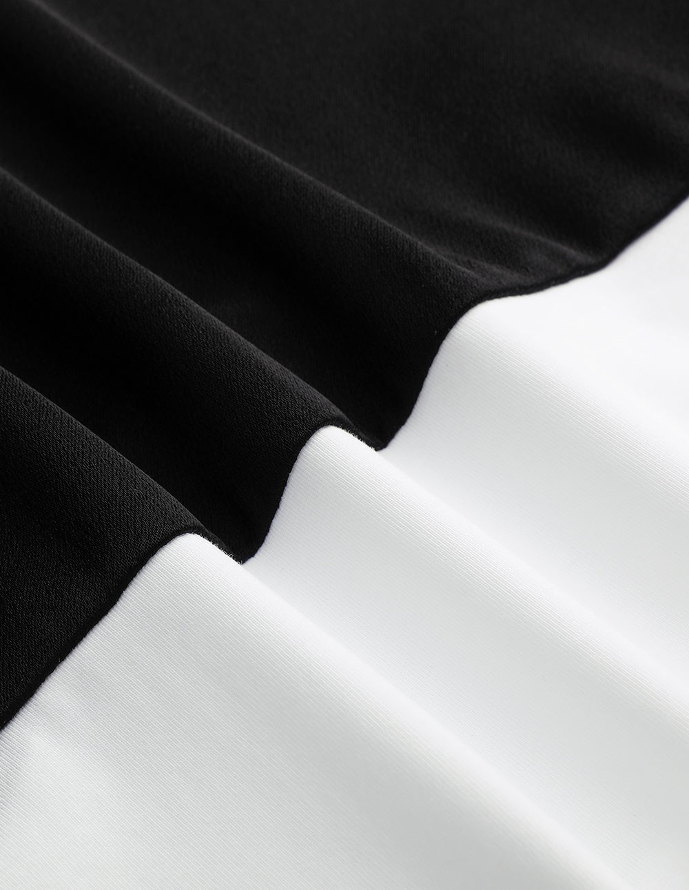 MARYLING Black And White Contrast Crossover Detail Panel Crewneck T-Shirt Top