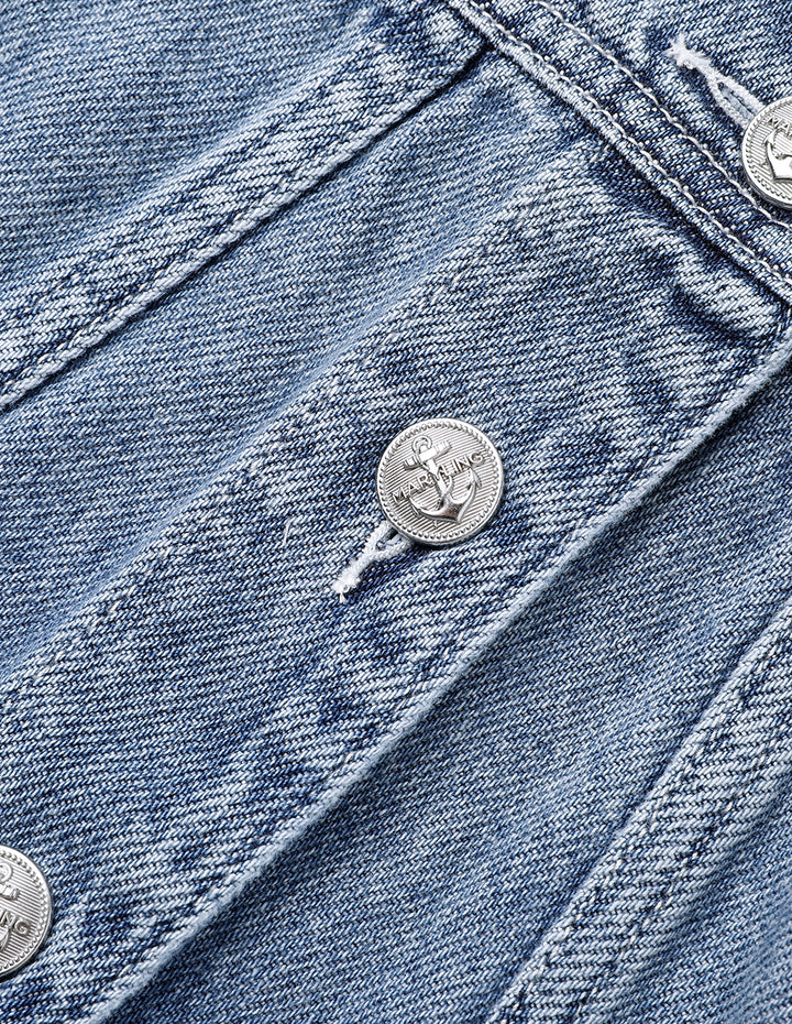 MARYLING Denim Ombre Cropped Jacket