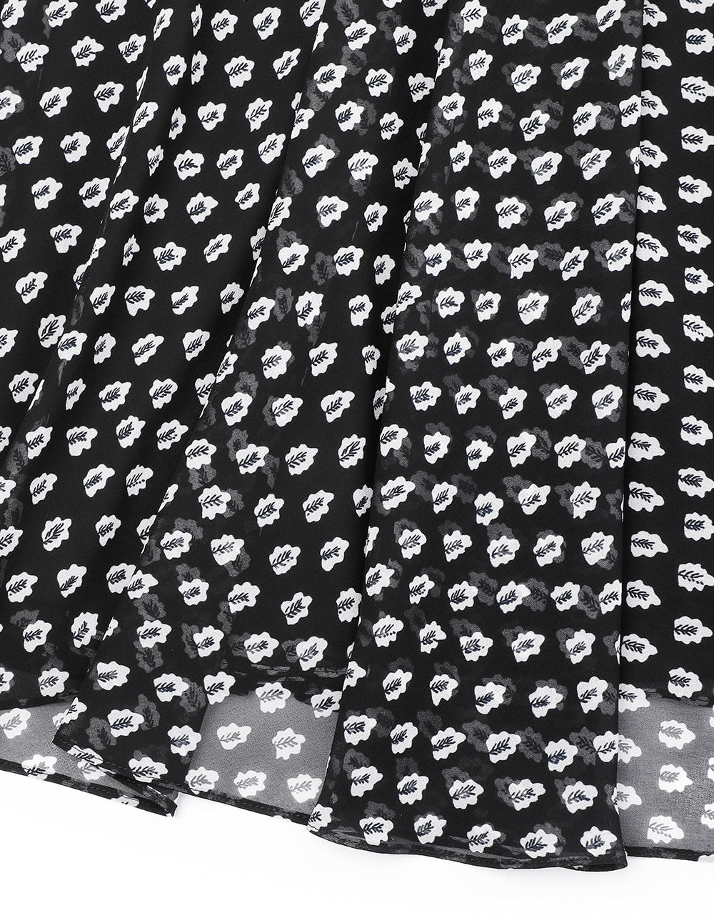 MARYLING Black And White Forest Tie Bow Shirt Dress