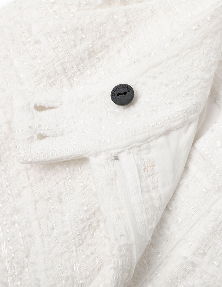 MARYLING White Tweed With Two Black Buttons Shorts