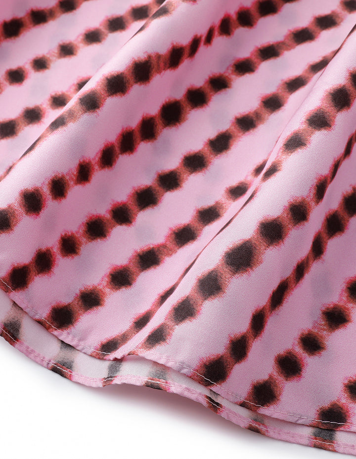 MARYLING Pink Bubble Georgette Long Sleeve Dress