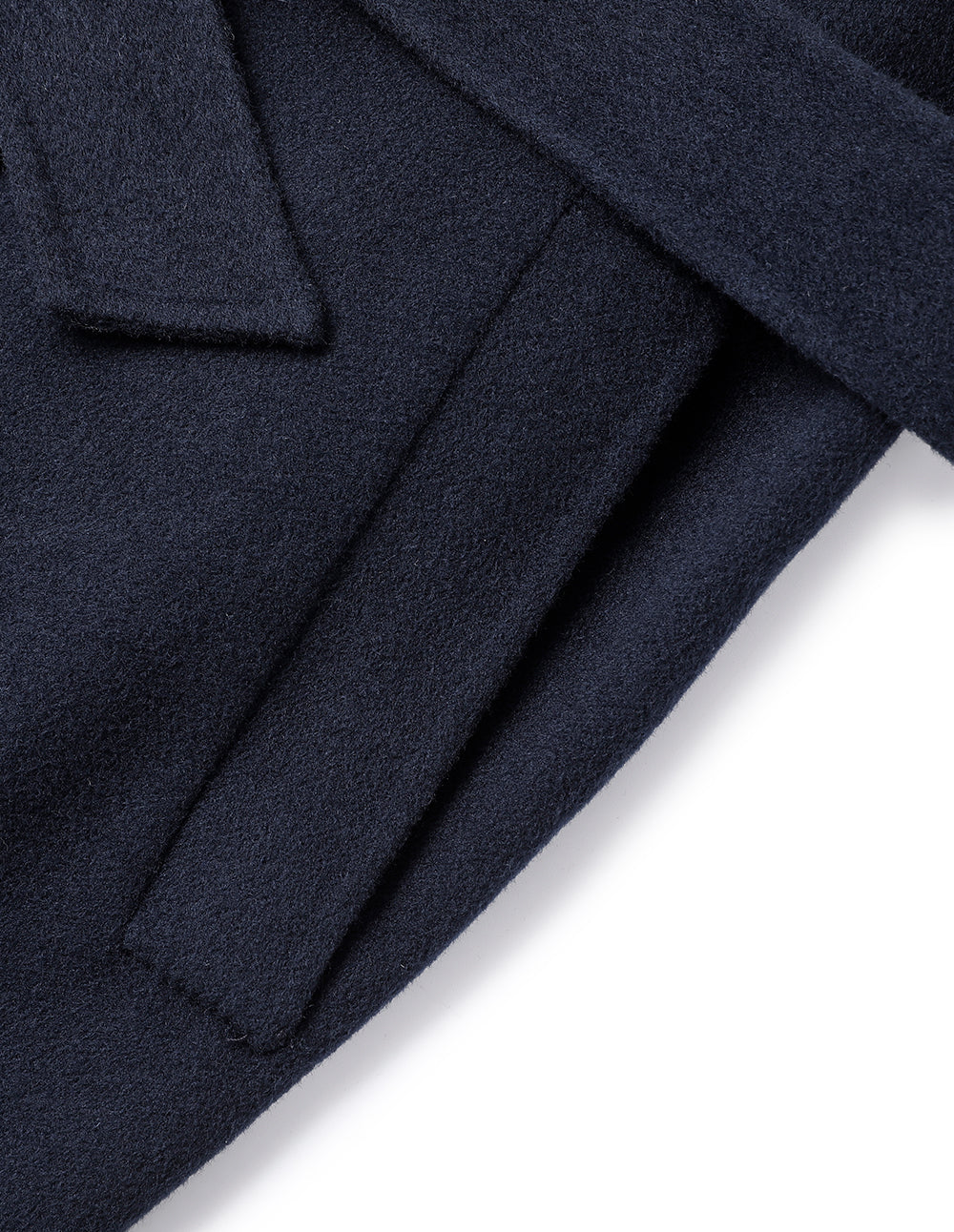 MARYLING Dark Blue Double-Sided Wool And Knitted Long Coat