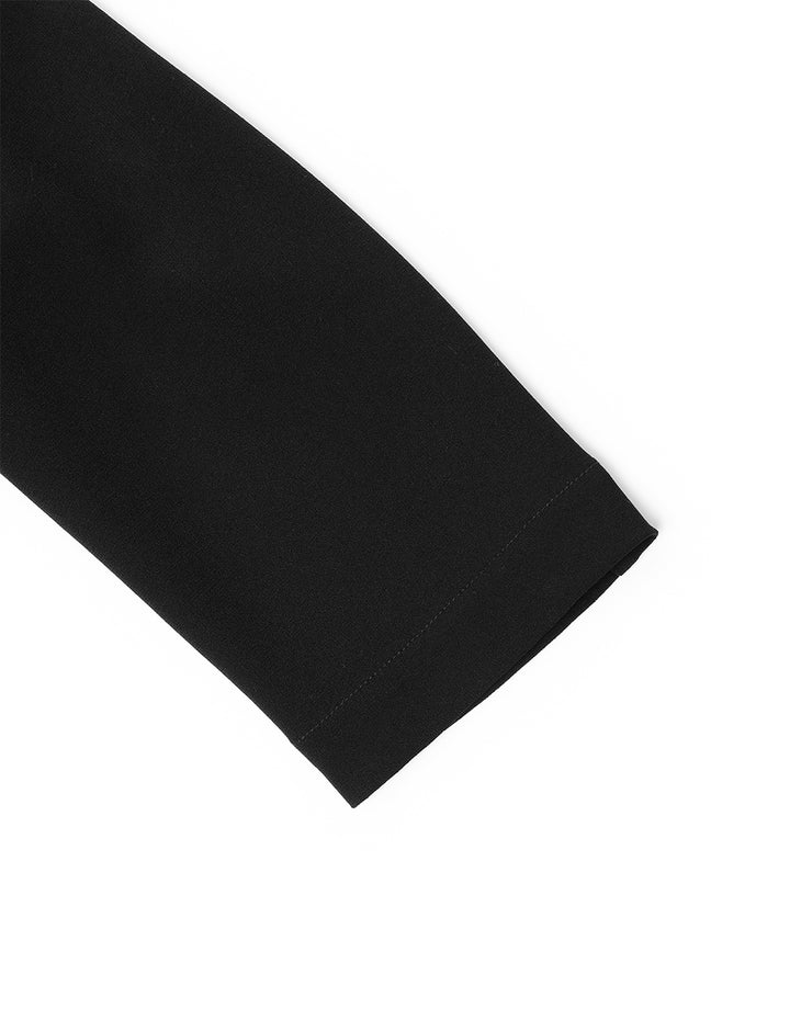 MARYLING Lapel Collar Double-Breasted Black Short Dress