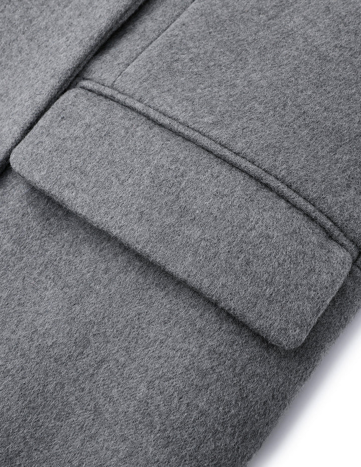 MARYLING Grey Suit-Style Double-Breasted Short Coat