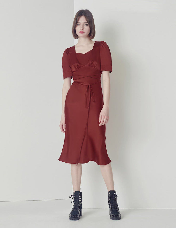 MARYLING Lace-Up Fishtail Dress