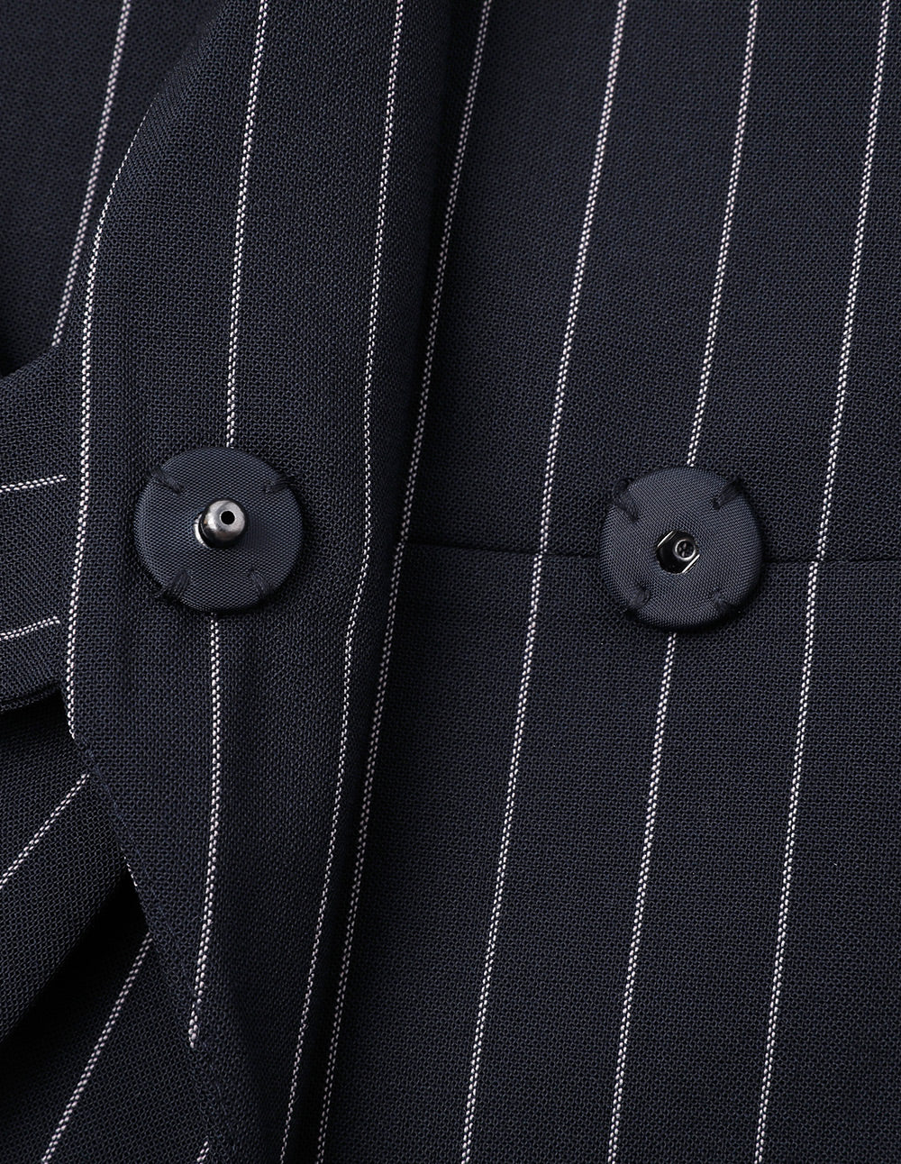 MARYLING  Blue Bottom White Striped Lapel Wrap Detail Striped Suit Jacket